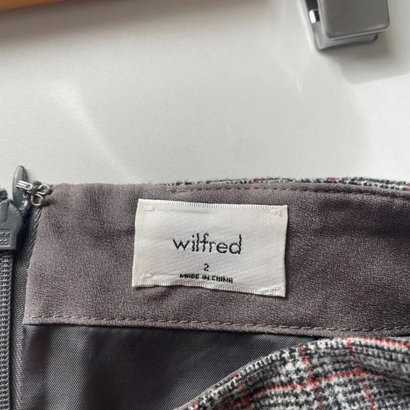 Aritzia Wilfred New Wrap Front Tie Wool Cashmere Blend Skirt Check Plaid Plaid 2 - Picture 8 of 9